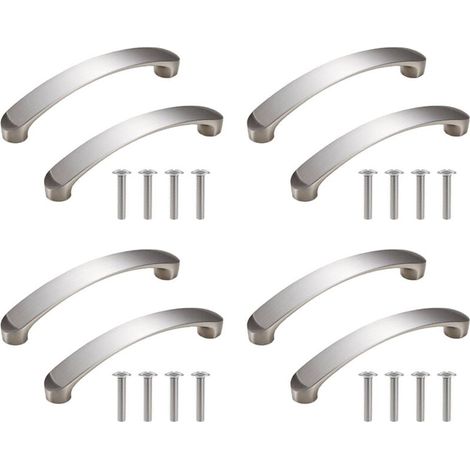 Poignées de porte d'armoire de cuisine en aluminium (96 mm), 8 pièces, poignées de tiroir argentées pour meubles de salon avec vis