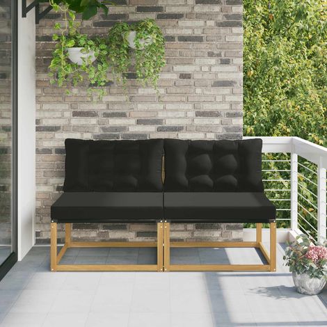 vidaXL Outdoor Middle Sofa Solid Acacia Wood and Textilene White
