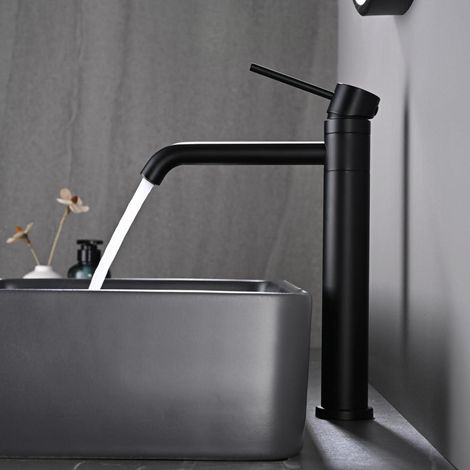 Waschtischarmatur Schwarz Matt 360° Schwenkbar mit 204mm Auslaufhöhe (1/5)