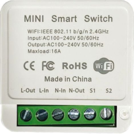 Interruptor inteligente V-TAC Mini de 2 canales y 150 W con Wi-Fi, aplicación Smart Life, Alexa y Google Home