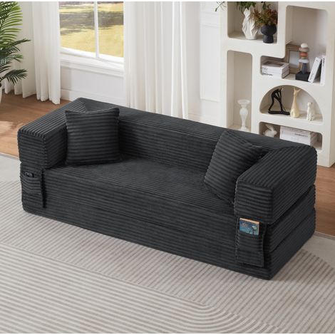 Divano letto in corda, schiuma ad alta densità, 200 x 76 x 60 cm, grigio scuro DESVIAE (1/5)