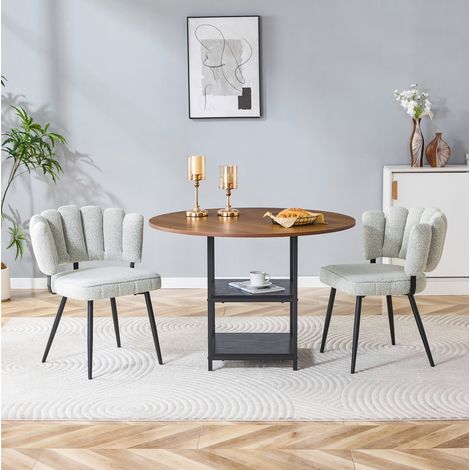 Conjunto de mesa y sillas de comedor redonda 107 cm con doble almacenaje, 2 plazas (1/5)