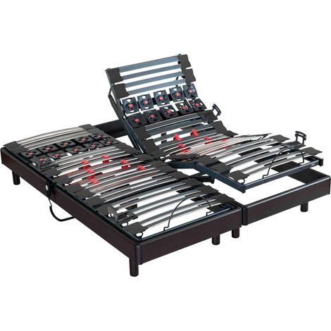 Sommier électrique de relaxation 80x200 cm – 22 lattes multiplis – Moteur 4500W avec pile de secours – Confort morphologique – Bultex (1/3)