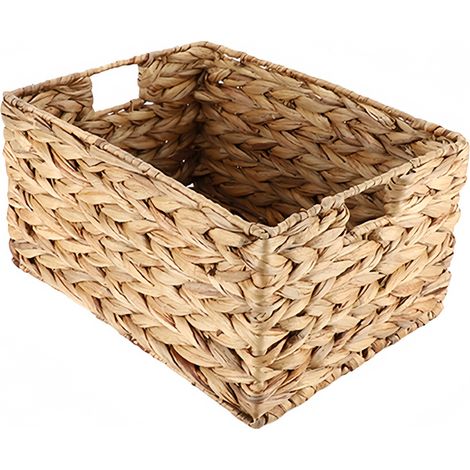 Panier de rangement en jacinthe d'eau, 31 x 20 x 15 cm, motif tissé, couleur naturelle, (1/5)