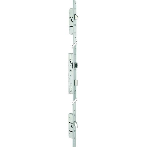 Serrure 3 points pêne dormant demi-tour à relevage 6570 pêne perroquet têtière U entraxe 92 mm axe 26 mm - STREMLER