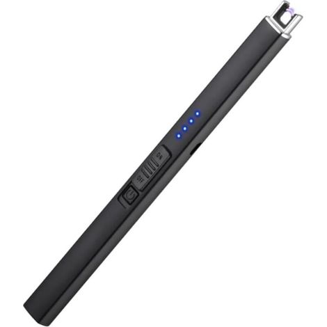 Briquet électrique rechargeable pour bougies, plaques de cuisson, feux d'artifice, etc. - 1 pièce, noir (1/4)