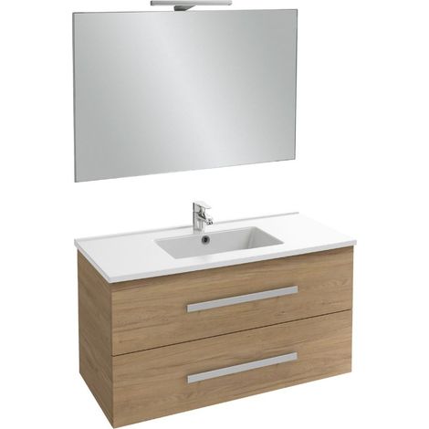 Meuble vasque 100 cm JACOB DELAFON Ola Up chêne avec miroir et spot (1/3)