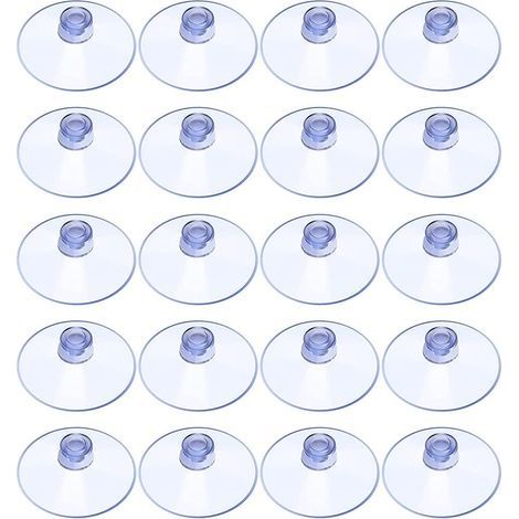 20 Pièces Ventouses Transparentes, Ventouse Plastique 20mm sans Crochet, Petites Ventouses pour Verre, Carrelage, Murales, Salle de Bain, Placard, Table (1/4)