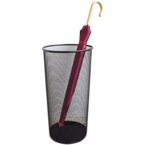Porte-parapluie, porte-parapluie en métal noir avec maille ronde, support de canne en métal, entrée, maison, bureau, rangement (1/4)