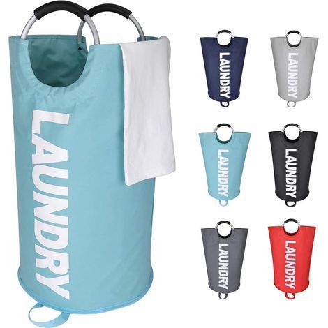 Cestas de ropa de 82 litros, bolsa de ropa plegable, cestos de ropa plegables de gran capacidad - Azul, L (1/5)