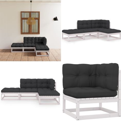 4-tlg. Garten-Lounge-Set mit Kissen Kiefer Massivholz - Garten Lounge Set - Kiefernholzmöbel - Outdoor Möbel - Gartenmöbel - Loungemöbel - Home & Living (1/5)