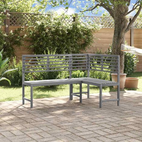 vidaXL Banc d'angle de jardin Gris 140 cm Bois solide d'acacia (1/5)
