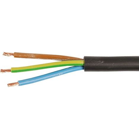Câble souple en PVC H05VV-F 3 G 2,5 50 m noir