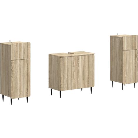 3 Piece Bathroom Cabinet Set ZWOLLE Sonoma Oak Engineered Wood vidaXL (1/5)