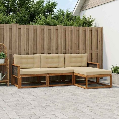 vidaXL Outdoor-Sofagarnitur mit Kissen 4 pcs Natur und Beige (1/5)