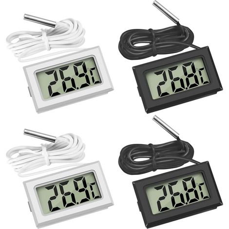Set mit 4 wasserdichten digitalen LCD-Thermometern – Messbereich von -50℃ bis 110℃ – Für Kühlschränke, Gefrierschränke und Aquarien