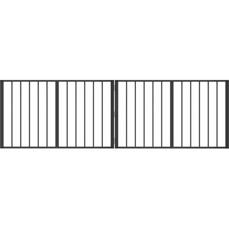 Dog Gate 2 pcs Black 100 x 60 cm Galvanised Steel vidaXL