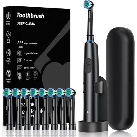 (1 ensemble) Brosse à dents électrique rotative à tête ronde pour adultes, brosse à dents sonique avec fonction de chargement USB pour la maison