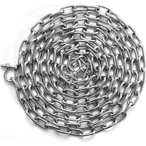 VEVOR Cadena de ancla 20' x 5/16" cadena de acero inoxidable grillete de cadena de ancla de 3/8" carga de 7120 libras rotura de grillete de cadena de ancla 9460 libras cadena de ancla para boa pequeña