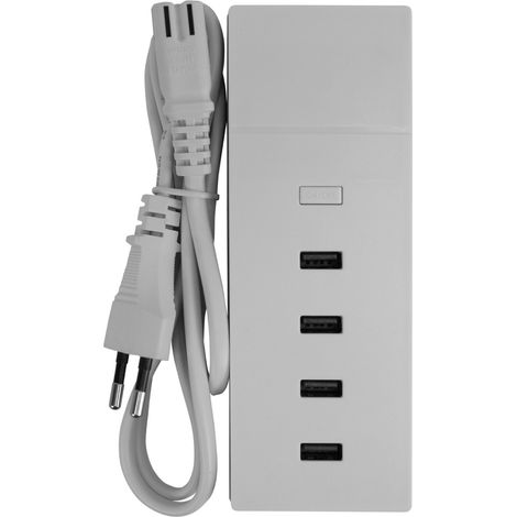 Base di ricarica ultraveloce con 4 porte USB da 1 m, bianca, Nine&One