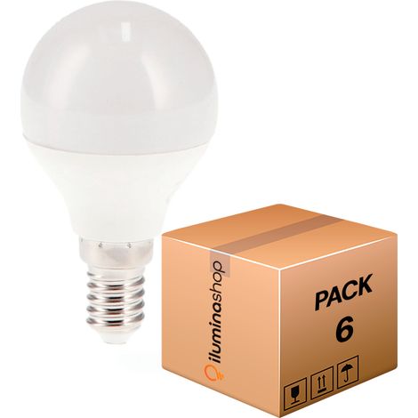 IluminaShop - Bombilla LED E14 G45 7W (Pack 6 Unidades) Blanco Frio 6000K (1/3)