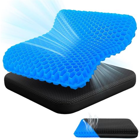 Coussin De Siège en Gel, Coussin De Gel Épais en Nid d'abeille Souple pour Voiture Bureau Maison Chaise Roulante Kits (1/5)