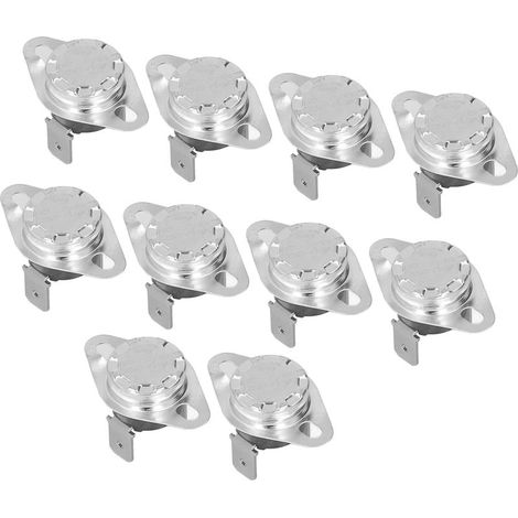10 Thermostats Bimétalliques à Réarmement Manuel, 10A 250V, Régulateur de Température 120℃ pour Appareils Électriques (1/5)