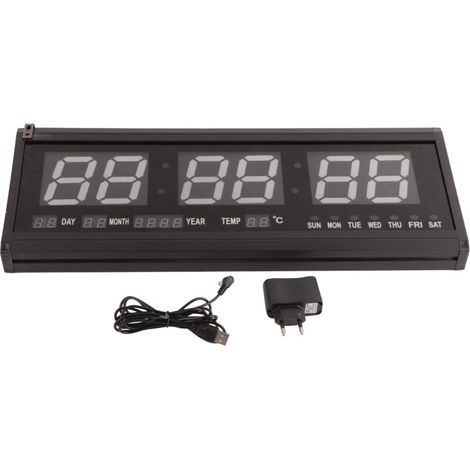 Gran reloj de pared digital LED moderno con indicador de fecha para oficina, formato de 24 o 12 horas (1/5)