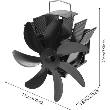 Ventilateur thermique à 7 pales pour cheminée à bois, distribution efficace de la chaleur, sécurité pour poêle à bois, brûleur de bois (1/4)