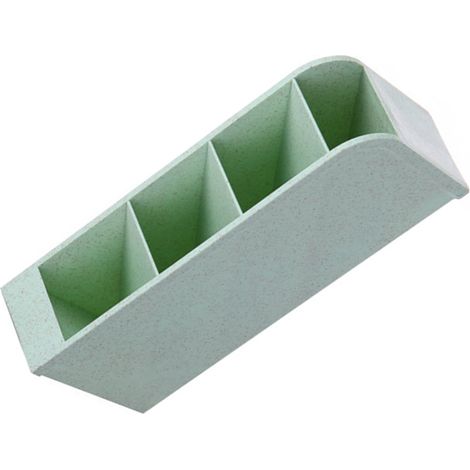 Porte-stylo incliné à 4 compartiments, boîte de rangement multifonctionnelle en plastique pour fournitures de bureau, vert