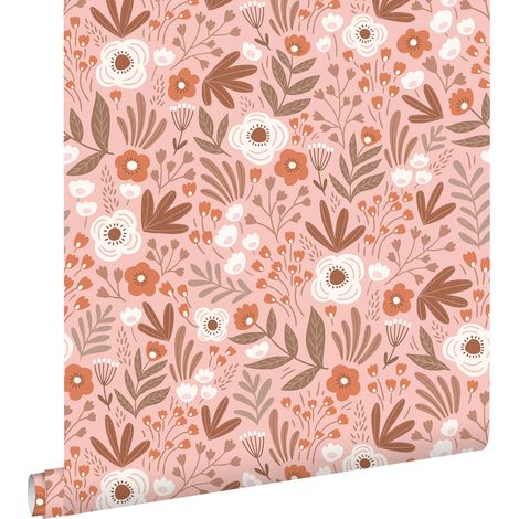 papier peint fleurs rose terracotta - ESTAhome (1/5)