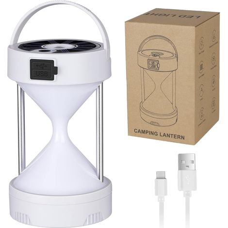 Lanterne Camping Solaire LED Rechargeable, 1800mAh Lampe Led Rechargeable Projecteur Portable, Ultra Puissante, Lampe de Camping 4 Modes Câble TYPE-C Inclus pour Exterieur Jardin (1/5)