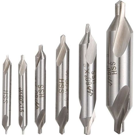 6Pcs HSS Forets à Centrer, 1/1.5/2/2.5/3/5mm 60 Degrés Forets Centraux Pour Le Traitement Du Fer/Acier/Cuivre/Aluminium (1/3)