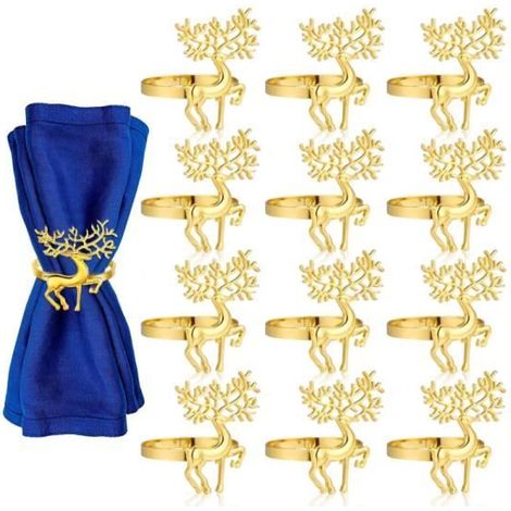 Rond de serviette - Non spécifié - Renne de Noël - 12 pièces - Alliage métallique - Design élégant