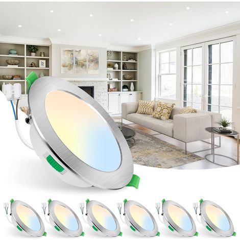 Spot LED Encastrable Extra Plat, 4W 310LM Dimmable IP44 Spot Etanche Salle de bain, Blanc Chaud 3000K Blanc Neutre 4000K Blanc Froid 6500K, Trou Φ55-68mm, AC220-240V, Lot de 6 (1/5)