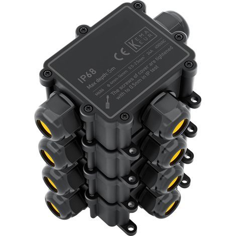 Paryou – Scatola di derivazione impermeabile IP68 – Scatola di derivazione a 3 vie per cavi con Ø 4–14 mm² – Resistente ai raggi UV e alla corrosione – Confezione da 4 (1/5)