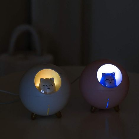 CCYKXA 1pc Cat Pet Multi-Mode Night Light Small Mini USB Spray Humidifier Desk Cartoon Atmosphere Light Decompression Gift