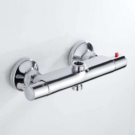 Mitigeur Thermostatique Douche Salle de Bain,Robinet Thermostatique Douche en Chromé,Robinet Douche Mural Chaud et Froid avec Bouton de Sécurité (1/4)