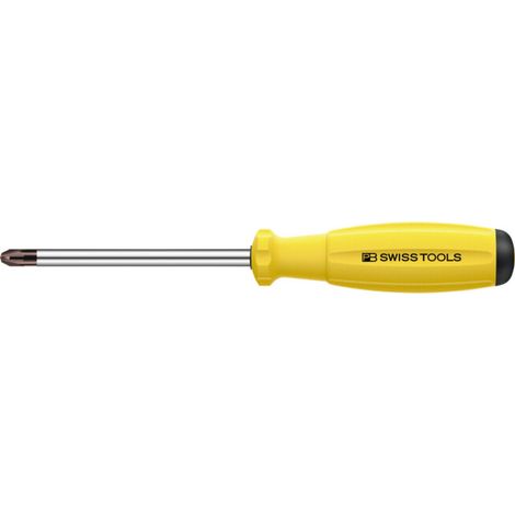 PB Swiss Tools Tournevis pour Pozidriv, avec manche bimatière SwissGrip ESD, Taille empreinte cruciforme: 2