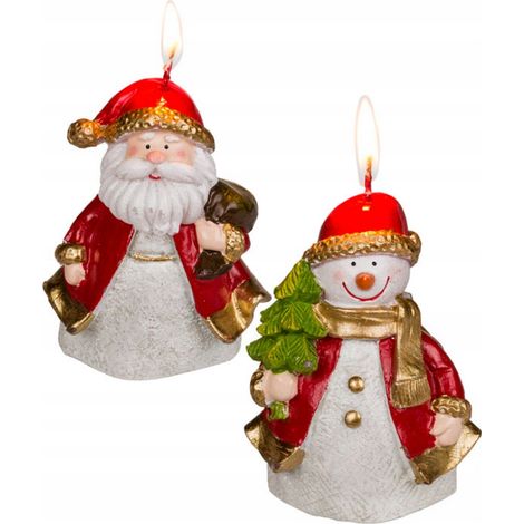 Velas sin perfume, vela de Papá Noel + set navideño de muñeco de nieve (1/2)