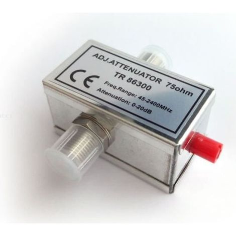 Atténuateur réglable 75ohm, de 0 dB à 20 dB, plage de fréquences de 45 à 2400 MHz. (SAT + TERR), 2 F-Femme