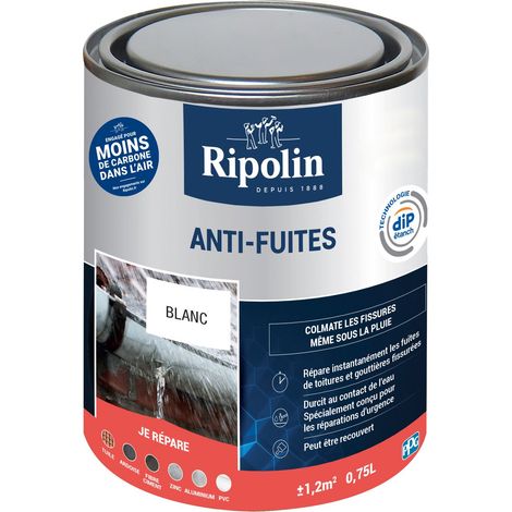 Ripolin – Revêtement d'étanchéité anti-fuites 0,75L – Pour toiture, gouttière, souche de cheminée – Technologie DIP étanché – Répare sous la pluie (1/5)