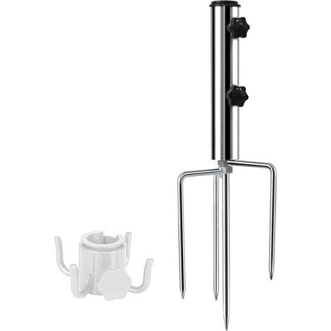 Parasol Stand with 4 Adjustable Detachable Pegs, Heavy Duty Metal Parasol Stand, Outdoor Parasol Mount, for Beach/Meadow/Sand (1/5)