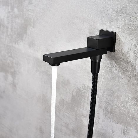 Bec de douche mural carré G1/2" en laiton massif avec vanne inverseuse intégrée et robinet mitigeur de douche - WELLNGS (1/5)