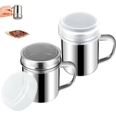 2er-Set Streuer – Puderzuckerspender mit Deckel – Ideal für Matcha-Pulver, Kakao, Cappuccino und Zucker