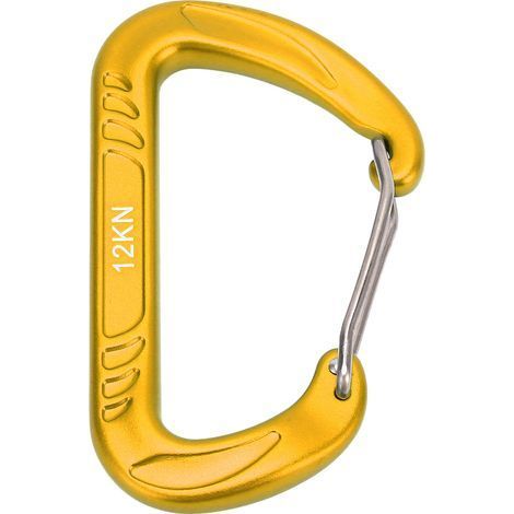 Schnellverschluss-Kletterkarabiner in D-Form, handlich, 12 kN, Kletterzubehör, goldfarben (1/5)