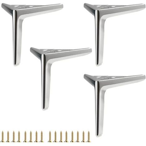 Pieds de meubles en métal, pieds de meubles DIY, pieds de canapé et pieds de chaise, ensemble argent brillant de 4 20 cm. (1/5)