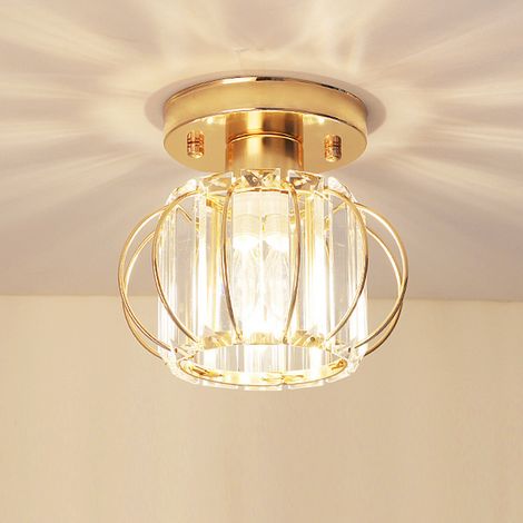 Stoex – Lustre moderne en cristal et métal – Plafonnier LED E27 créatif pour couloir, bureau, chambre, cuisine, balcon – Diamètre 20 cm, hauteur 17 cm (1/5)