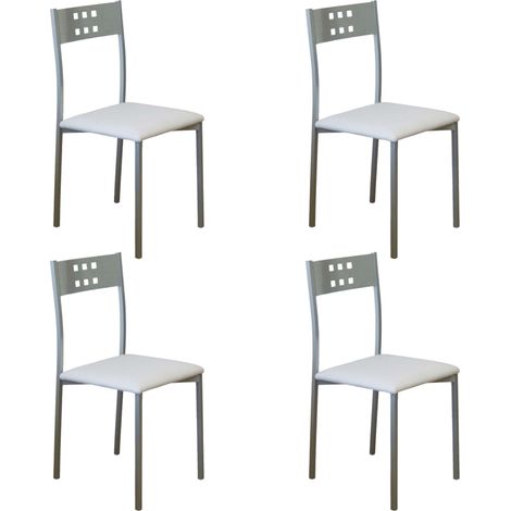 Pack 4 Sillas de Cocina Metal y Blanco Costa, Sillas Comedor Modernas 47x86x41cm (1/5)