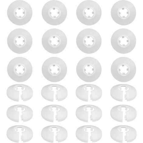 24 Pcs Colliers de Pipe en Plastique pour Tuyau Rosace Ronde Blanche Diamètre de 16 mm Cache-Tuyau pour Radiateur Chauffage Plomberie Couvercle de Trou Mural Sol pour Robinet Tuyauterie (1/5)